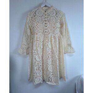 Sundance Womens Ivory Lace Victoria Babydoll Dress Small Long Flare Sleeve NWOT